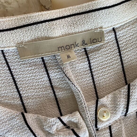 Monk & Loui Pin Stripe Baseball Style Oversized Tunic Top - Picture 9 of 9